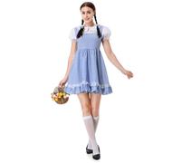 maxToonrain Dorothy Costume XXL pour Halloween, personnage amusant du Kansas, personnage de conte de fées, vichy bleu, Jours mondiaux du livre pour femme/femme (bleu, taille L)