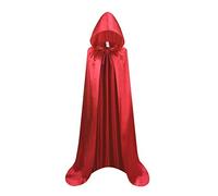 maxToonrain Longue cape en satin avec capuche pour adulte, Halloween, Noël, unisexe, Rouge, 130cm / 51.18"
