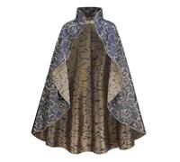 maxToonrain Robe de magicien mystique avec imprimé jacquard et col montant, style vintage pour adulte, costume médiéval rétro pour femmes, costume de Renaissance pour Halloween, la journée mondiale du