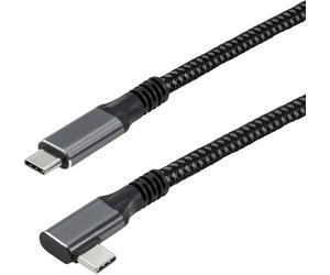 Maxtrack Câble USB USB 3.2 Gen2x2 USB-C® mâle 1 m noir connecteur utilisable des deux cotés, contacts dorés, coudé à 90° vers la