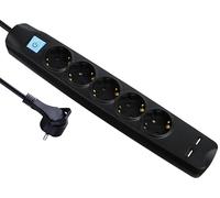 MAXTRACK NV58-3L Multiprise 5 Prises avec USB, fiche Plate de Contact de Protection, 2 Prises de Charge USB, multiprise avec poignée à Tirer, Fixation de Serre-câbles, Peu encombrante et Robuste