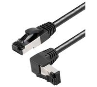 Maxtrack TI49-2L RJ45 Câble réseau, câble patch CAT 8.1 S/FTP 2 m noir coudé à 90 ° vers le haut, résiste à l'ammoniaque