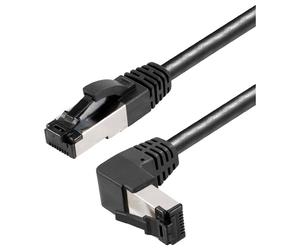 Maxtrack TI49-2L RJ45 Câble réseau, câble patch CAT 8.1 S/FTP 2 m noir coudé à 90 ° vers le haut, résiste à l'ammoniaque