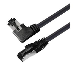 MAXTRACK TI51-0,5L RJ45 Câble réseau, câble Patch Cat 8.1 S/FTP 0.50 m Noir coudé à 90° vers la Droite, Blindage Simple