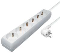 Maxtrack Transmedia NV4-10WL Bloc multiprise 6 prises, fiche de terre et 6 coupleurs de terre Blanc Longueur 10 m