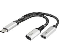 Maxtrack USB-C® Adaptateur [1x USB-C® mâle - 2x USB-C® femelle (Power Delivery), USB-C® femelle] 14.5 cm