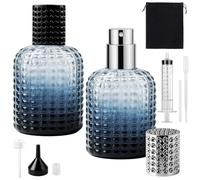 Maxumille 2 Pcs Flacon Parfum Vide 50ml avec 7 Accessoires, Bleu Dégradé Vaporisateur Parfum Rechargeable pour Hommes Femmes, Atomiseur en Verre Ananas pour Date, Vacances, Faire la Fête, Voyages