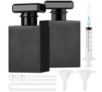 Maxumille 2 Pcs Flacon Parfum Vide 50ml, Vaporisateur Parfum Rechargeable avec Entonnoir, Atomiseur en Verre Noir pour Hommes Femmes, Bouteille Parfumen pour Faire la Fête, Déplacements, Voyages
