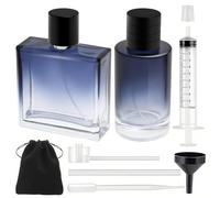 Maxumille 2 Pièces 100ml Vaporisateur Parfum de Dégradé Bleu, Flacon Parfum Vide Rechargeable avec Mini Sac à Cordon, Atomiseur Parfumen pour Homme femme, Bouteille Parfumen pour Voyages