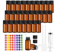 Maxumille 30 Pcs 10ml Flacon Huile Essentielle Vide avec Bouchon Intérieur | Petits Bouteilles pour Huiles Essentielles, Mini Flacons D'échantillons en Verre Marron pour Spa Massage Aromathérapie