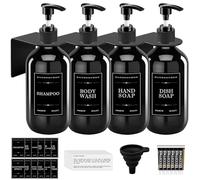 Maxumille 4Pc Distributeur Savon Mural 500ml, Noir Distributeur Gel Douche
