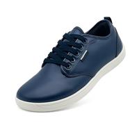 maxvinci Large Pieds Nus Chaussures pour Les Femmes Hommes PU Cuir Fashion Trainers Chaussures de Marche Légères Minimaliste Fitness Sneakers avec Zero Drop Sole(Blue White 247)