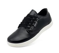 maxvinci Large Pieds Nus Chaussures pour Les Femmes Hommes PU Cuir Fashion Trainers Chaussures de Marche Légères Minimaliste Fitness Sneakers avec Zero Drop Sole(Black White 267)