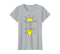 Maxwell Equation Logo and God Said and There Was Light. T-Shirt, Femme, Gris Chiné, M