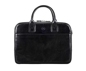 Maxwell Scott Sacoche Personnalisable à Fermeture éclair pour MacBook 15 Pouces en Cuir Italien - Calvino Noir
