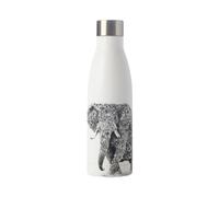 Maxwell & Williams - Bouteille Isotherme Double Paroi en Inox 18/8, Dessin Fleuri d'Éléphant d'Afrique, Collection Marini Ferlazzo, 500 ml - Blanc