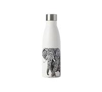 Maxwell & Williams - Bouteille Isotherme Double Paroi en Inox 18/8, Dessin Fleuri d'Éléphant d'Afrique, Collection Marini Ferlazzo, 500 ml - Blanc