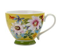 Maxwell & Williams Exotica Tasse à thé en porcelaine avec imprimé jaune fruit de la passion dans une boîte cadeau, jaune/vert, 400 ml