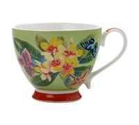 Maxwell & Williams Exotica Tasse à thé en porcelaine avec imprimé vert frangipanier dans une boîte cadeau, vert/rouge, 400 ml