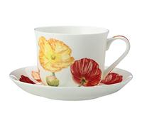 Maxwell & Williams JY0033 Floriade Tasse Coquelicot avec soucoupe en porcelaine Bone China Multicolore