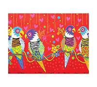 Maxwell & Williams Love Hearts Animal Printed Tea Towel with Tiger Tiger Design, 1% coton, rouge, 5 x 7 cm