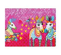 Maxwell & Williams - Serviette de Table 100% Coton, Imprimés de Zèbres Amoureux, Collection Love Hearts by Donna Sharam, 50 x 70 cm - Multicolores