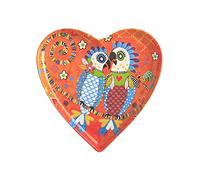 Maxwell & Williams - Petite Assiette en Porcelaine en Forme de Cœur, Motifs et Dessins de Cacatoès Amoureux, Collection Love Hearts by Donna Sharam, 15.5 cm - Multicolores