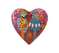 Maxwell & Williams - Petite Assiette en Porcelaine en Forme de Cœur, Motifs et Dessins de Perroquets Aras, Collection Love Hearts by Donna Sharam, 15.5 cm - Multicolores