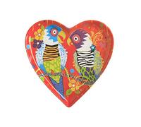 Maxwell & Williams Petite Assiette en Porcelaine en Forme de Cœur, Motifs et Dessins d'Oiseaux Tigrés, Collection Love Hearts by Donna Sharam, 15.5 cm - Multicolores