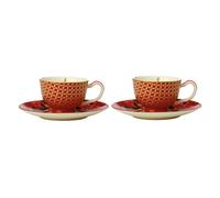 Maxwell & Williams TC Silk Road Espressotassen mit Untere, 2er Set, Espresso Tassen, Tasse, in Geschenkbox, Porzellan, Rot, 85 ml, HV0167