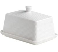 Maxwell & Williams White Basics Diamonds Beurrier avec couvercle, porcelaine, blanc, 16,5 x 11,5 x 11 cm