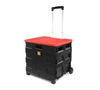 MaxWorks 50919 Collapsible Black Rolling Folding Dolly Grocery Cart - Multi-Functional Teacher Dolly with Extra Storage, Durable Wheels, and Easy-to-Fold Design for Classroom, Office, Shopping