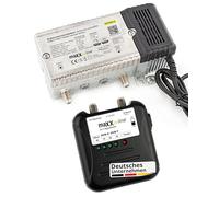 maxx.onLine Amplificateur de raccordement domestique VST 9341 A, amplification 1 GHz 33 dB, canal arrière, amplificateur BK inclus ST-1 testeur de signal analogique/numérique 40-862 MHz pour