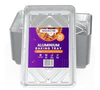 Maxxcore Lot de 30 plateaux de cuisson jetables en aluminium - Pour la préparation des repas, la cuisson, la cuisson, la rôtisserie, le stockage au congélateur - 32 cm x 20 cm x 3,3 cm