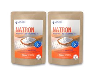 Maxxi Clean | 2x 900 g de poudre de bicarbonate de soude | Levure chimique pour la cuisine, la maison et le corps | Remède maison insipide et de haute pureté pour le nettoyage et la pâtisserie
