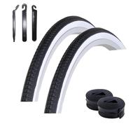 maxxi4you Kenda K-103 Lot de 2 pneus de vélo à paroi blanche 32-630 (27 x 1 1/4) + 2 chambres à air assorties DV avec 3 démonte-pneus