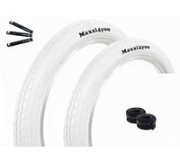 Maxxi4you Lot de 2 pneus de vélo HY-145 en blanc 47-355 (18" x 1,75) + 2 chambres à air assorties AV avec démonte-pneu maxxi4you