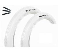 Maxxi4you Lot de 2 pneus de vélo HY-145 en blanc 47-355 (18" x 1,75) avec démonte-pneu maxxi4you