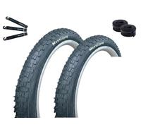 Maxxi4you Lot de 2 pneus de vélo HY-A170 en noir 54-406 (20 x 2,125) + 2 chambres à air assorties AV avec démonte-pneu maxxi4you