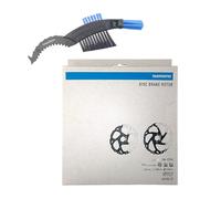 maxxi4you Shimano Deore XT SM-RT86 Disque de frein de vélo 203 mm en argent/noir avec brosse à chaîne de vélo