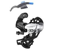 maxxi4you Shimano Tourney TX RD-TX800 Dérailleur arrière 7/8 vitesses pour montage direct Argenté Avec brosse à chaîne de vélo