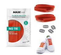 MAXXLACES Lacets plats élastiques avec tension réglable en différentes couleurs, faciles d'utilisation, sans noeud, orange fluo, 120