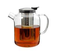 Maxxo Teapot Théière en verre borosilicate fabriquée à la main avec filtre en acier inoxydable amovible et couvercle en acier inoxydable 1400 ml