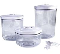 Maxxo VC1800 - Lot de 3 boîtes sous vide alimentaires rondes (0,7/1,4/2 L) - Plastique sans BPA - Compatible machine sous vide - Pour charcuterie, café, repas, congélateur, micro-ondes