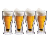 Maxxo Verres à Bière à Double Paroi 4x 35 cl Isothermes - Faits à la Main en Verre Borosilicate Résistant - Pour Bière, Sodas, Eau et Boissons Chaudes et Froides (350 ml)