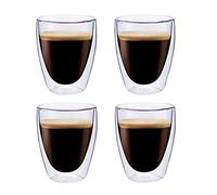 Maxxo Verres à Double Paroi Coffee 4X 235 ML Tasses Thermos en Verre Isotherme Résistant au Chaud et Froid avec Effet Flottant