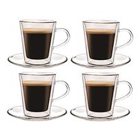 Maxxo Verres à Double Paroi Doppio 4X 100 ML Tasses Thermos en Verre Isotherme Résistant au Chaud et Froid avec Effet Flottant