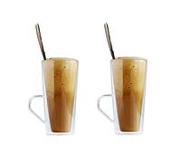 Maxxo Verres à Double Paroi Frappé 2X 320 ML Tasses Thermos en Verre Isotherme Résistant au Chaud et Froid avec Effet Flottant