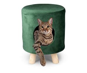 maxxpro Canapé pour Chat - Tabouret - 100% Polyester - Jusqu'à 80 kg - Diamètre : 33 cm - Vert
