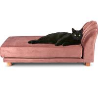 maxxpro Canapé pour Chat et Chien - Rose - Surélevé avec Pieds en Bois - Matériau Velours - 90 x 44 x 34 cm - pour Chats et Chiens jusqu'à 80 kg